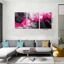 Black and Pink Abstract Wall Art for Office - Modern Art Wall Decor Living Room - Large 3 Piece Canvas Wall Art for Bedroom Size 24" x 36"