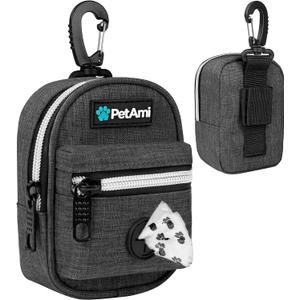PetAmi Dog Poop Bag Holder for Leash, Dog Pet Waste Bag Dispenser For Poop With Clip, Doggy Puppy Walking Accessories Travel Camping, Dog Treat Pouch Supplies Must Have With Dog Bag Roll, Dark Gray (1 Count (Pack of 1))