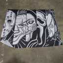 Black White Horror Face Tapestry Trippy Wall Hanging Halloween Decor, Party Tapestry for Bedroom, Living Room (51" x 59")