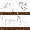 Matte Black Curtain Rod Itself is 30-144 inch 2 Pack, Fit 30 to 142, 66 to 120 inch Windows with 1 Inch Diameter Heavy Duty Adjustable Telescopic Rod, 1 Inch Diameter Splicing Extra Long