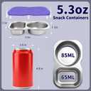 QCQHDU Snack Containers, 2-Compartment Small Stainless Steel Reusable Snack Boxes for Portion Control, Meal Prep Lunch Food Sauce Storage Lunchable Accessories Salad Dressing Containers to Go, 2 Pack