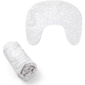 Boppy Nursing Pillow Cover - Soft, Hypoallergenic Washable Microfiber Bottle & Breastfeeding Pillow Cover - Cream Retro Squiggles