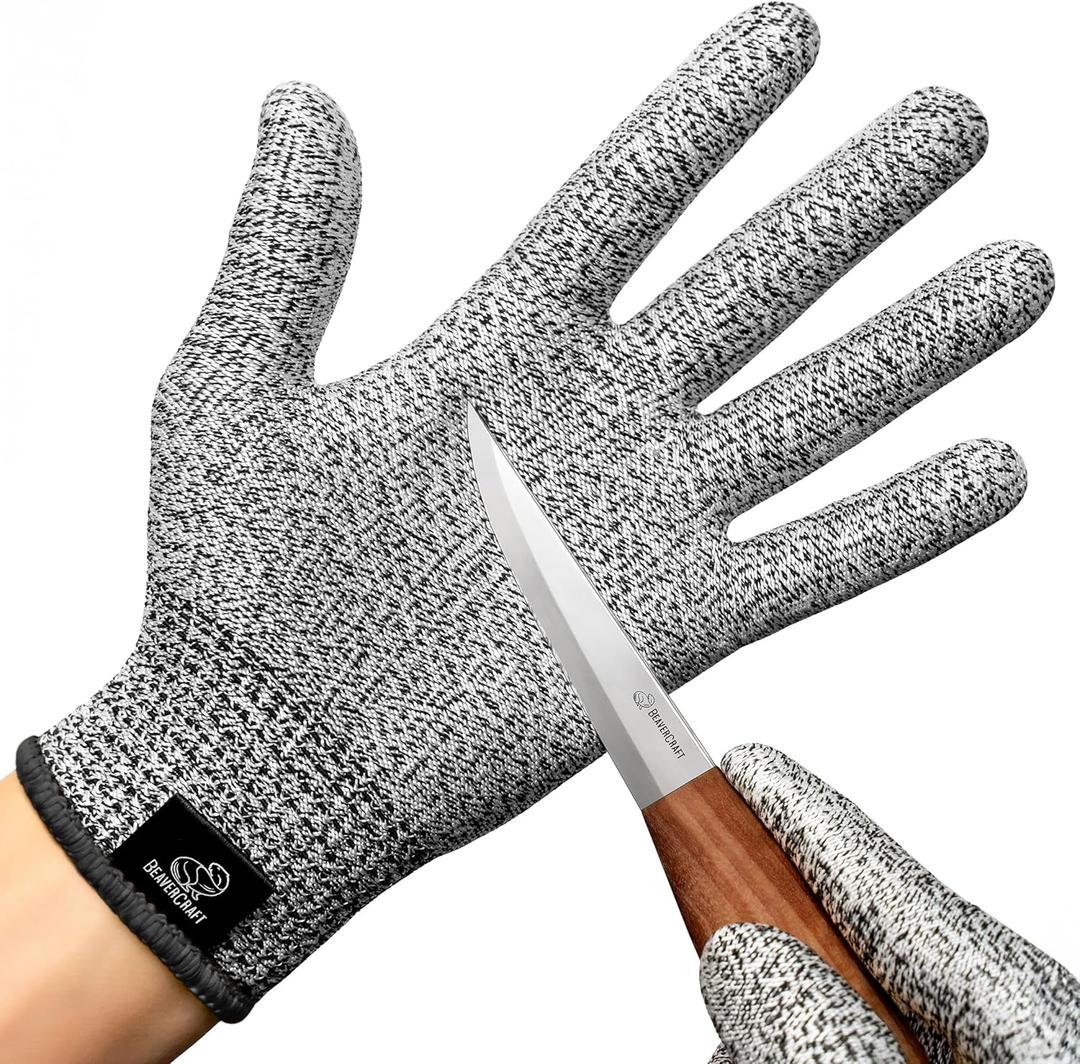 BeaverCraft Wood Carving Gloves CRG - Cutting Cut Resistant Gloves Level 5 for Whittling, Woodworking, Food Prep (Large)