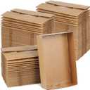Chinco 300 Pieces Paperboard Kraft Food Trays 4 Corner Pop up Food Tray Disposable Foldable Cardboard Movie Night Snack Party Container Box for Holding Drink at Stadiums or Theaters (Brown), Small