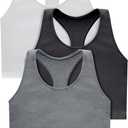 Hanes Originals Women's Racerback Crop Tank Top, Cropped Tank with Built-In Bra, 3-Pack (Medium, Black/White/Concrete Heather)