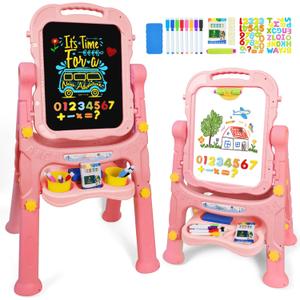 Joyooss Art Easel for Kids Adjustable Toddler Easel Stand for Painting,Magnetic Double Sided Drawing Dry Erase Board Children Art Accessories for Kid Ages 4-8 Boys and Girls Gift Learning Toy