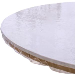 Clear Round Vinyl Fitted Tablecloth Waterproof Oilcloth Heavy Duty Elasticized Table Cover Elastic Edge Design Plastic Tablecloth Protector for Round Table (Best for 40"-44" Round)