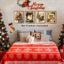 XUNLURY Vintage Christmas Wall Art Prints Unframed Set of 4, Rustic Christmas Wall Decor, Retro Xmas Santa Reindeer Luggage Journal Artwork Pictures for Home Living Room Bedroom, 8x10