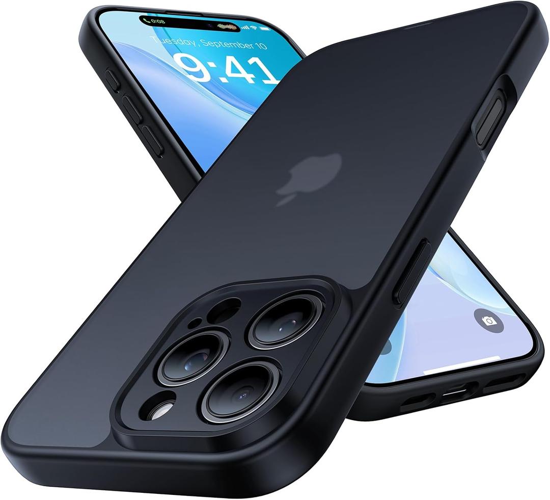 Shockproof for iPhone 16 Pro Case, [Full Camera Protection] [Military-Grade Drop Protection] Protective Anti-Yellow Slim Translucent Skin-Friendly for iPhone 16 Pro Phone Case, Black