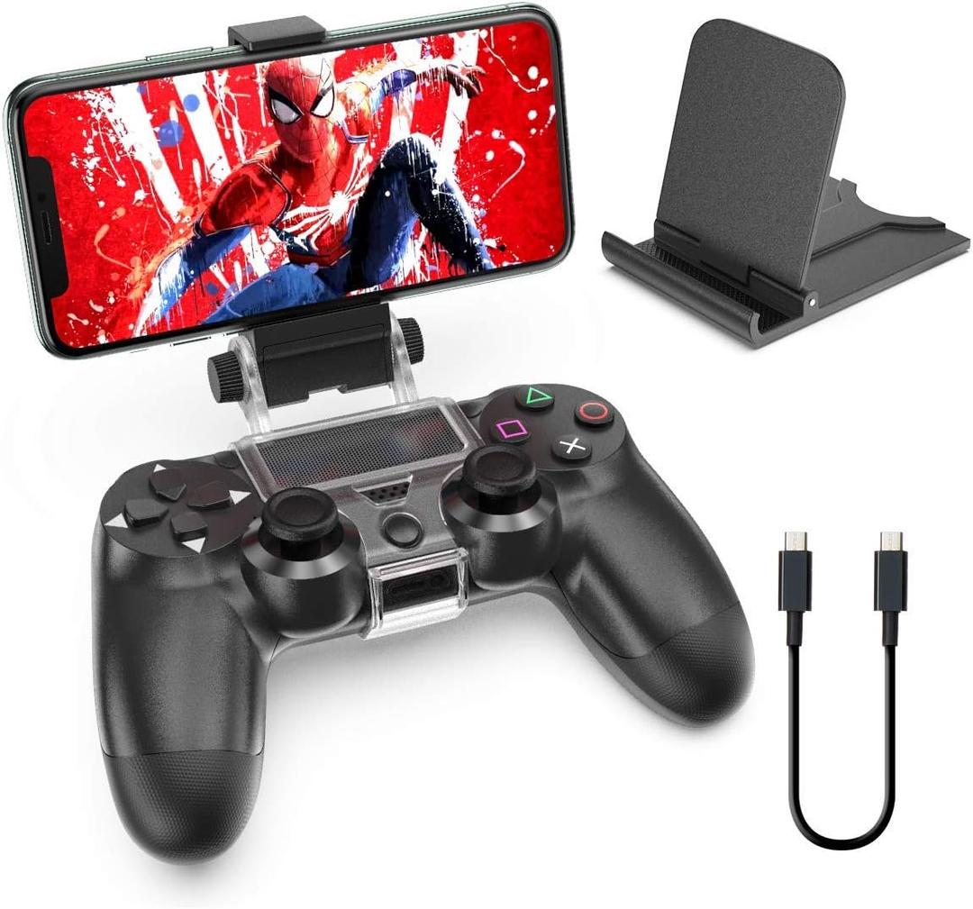 OIVO PS4 Controller Phone Mount Clip - Mobile Gaming Clamp Bracket Holder with Adjustable Stand for Dualshock 4 Controllers