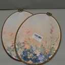 Floral Embroidery Hoop Wall Decor – Pastel Wildflower Art – Round Fabric Wall Hanging – Vintage Style Home Decoration, Pack of 2