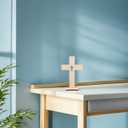 Garneck 10pcs Wooden Crosses for Crafts 6.6inch Unfinished Standing Crosses with Bases Tabletop Small Religious Crucifix Ornaments Catholic Baptism Centerpiece DIY Craft Supplies