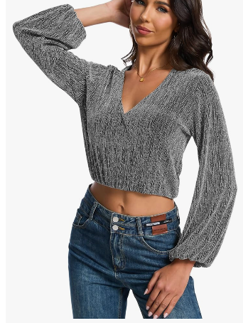 YYA Women's Sparkly Tops for Women Ruffle Sparkly Shiny Turtle Neck Shirts Long Sleeve Slim Fitted Tops S-XXL, Pack Of 2