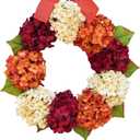Hydrangea Fall Wreath  Thanksgiving Front Door Decoration  Late Summer Porch Decor  16, 22, 24 Size Option