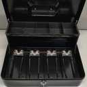 KYODOLED Locking Cash/Money Saving Organizer Box with Lock Safe with Key and Cash Tray, Black, 11.81Lx 9.45Wx 3.54H inches, XL Large