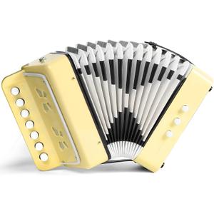 10 Keys Kids Accordion, Horse Button Accordion Toys Accordian Mini Musical Instruments Button for Child Children Kids Toddlers Beginners (Light Yellow)