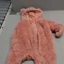 Newborn Baby Jumpsuit Hooded Fleece Rompers Long Sleeve Onesie Outwear Outfits (0-3 Months, Pink)