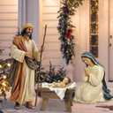 3 Pcs 48.9''H Metal Christmas Outdoor Nativity Scene Set (Retro)