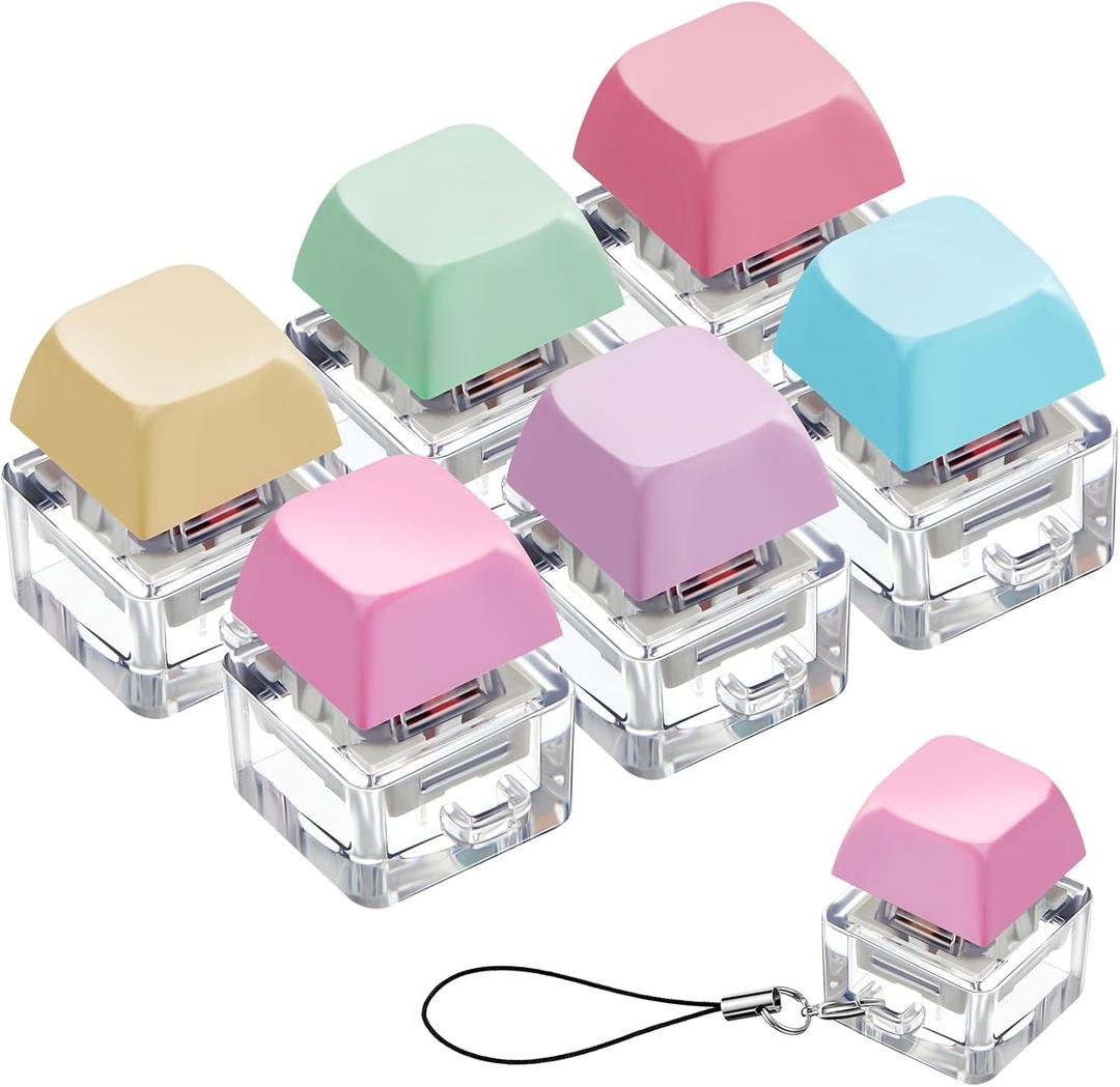 Taiyin 4 Pcs Keyboard Fidget Toy Fidget Clicker Keyboard Keychain Decompression Toys Button Stress Relief Gifts for Adult to Relief Stress Pass the Time(Macaron Colors) (Colorful)
