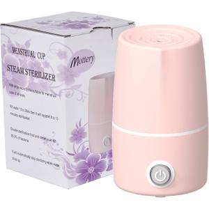 Menstrual Cup Sterilizer Period Cup Steamer Cleaner Machine High Temperature Wash Your Cup 99.9% Dirty 8 Minutes - Feminine Hygiene - Leak-Free (Pink Color)
