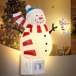 Hohean Christmas Decoration Snowman Night Light Plug in, 120V C7 LED Xmas Wall Plug in Nightlights, Christmas Night Light Decor for Bedroom Bathroom Kitchen Hallway Stairs