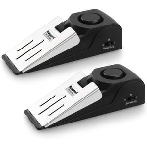 2 Pack Door Stop Alarm, Door Stopper with 120DB Security Alarm, Floor Wedge Door Stop Siren, Door Security Devices for Traveling, Apartment, Hotel and Home, Black