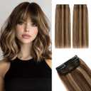 Rich Choices Short Clip in Hair Extensions Real Human Hair - 2PCS Remy Mini Clip ins Hairpiece for Women - Hairs Extensions for Thin Hairs 8 Inch #4P27 Medium Brown&Dark Blonde
