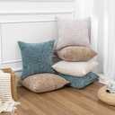 Set of 2 Decorative White Throw Pillow Covers 20x20 No Cusion Inserts, Boho Pillow Cases for Couch Sofa Bed Living Room, Soft Textured Chenille Case with Zipper Gift Home Deco, Creamy-White