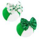 St Patricks Day Bow Baby Girl Hair Bows Clover Headbands Sequins Large Bows Green Hair Accessories Shamrock Headbands for Girls Infants Toddlers