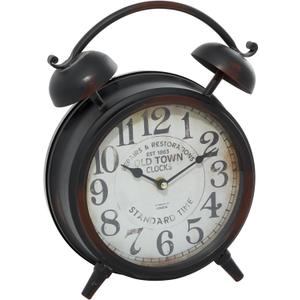 Deco 79 Metal Clock with Bell Style Top, 10" x 4" x 13", Black