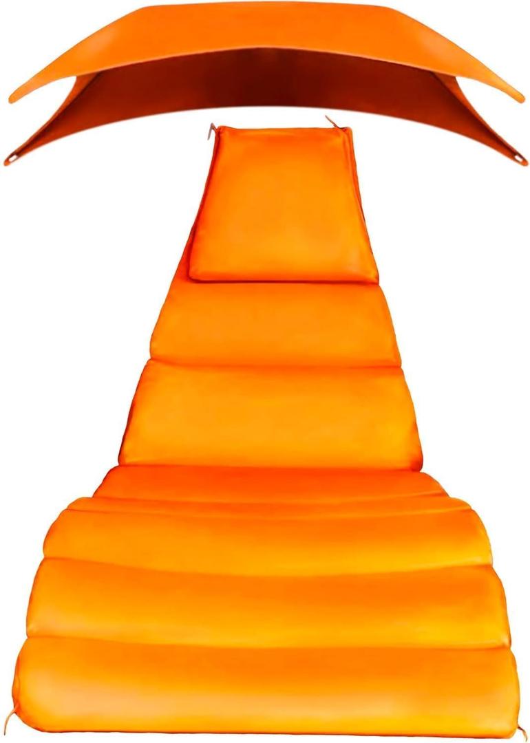 Weatherproof Replacement Cushion Pad and Umbrella for Hanging Lounge Chair Outdoor Chaise Hanging Hammock Chair - Long-Lasting, Fade-Resistant, Quick-Dry, Outdoor Lounge Replacement Set (Mandarin)