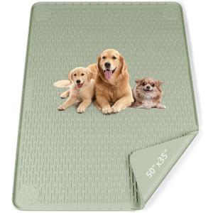 Pee Pads for Dogs, 50" x 35" Extra Large Reusable Silicone Mat, Washable Puppy Training Pads for Potty Training, Non-Slip, Leak-Proof, Indoor Floor Protection (Green)