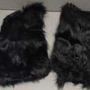 RECECASA Faux Fur Leg Warmers for Women, Fluffy Boot Cuffs Covers for Halloween, Christmas,Furry Costume Cute Cosplay (15.7 inch, Black)