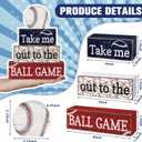 Briwooody 4 Pcs Baseball Decorations Rustic Baseball Wooden Signs Blocks Baseball Room Tabletop Centerpieces Baseball Decor for Home Bedroom Shelf Locker Room Tiered Tray Party Decor