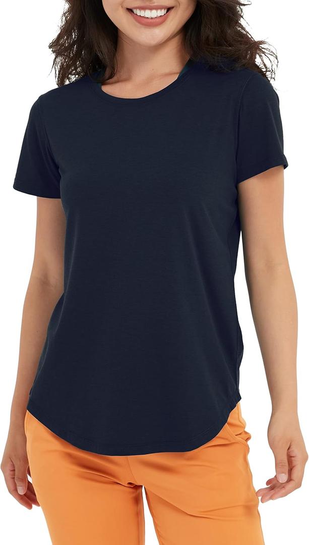 Women's Workout T-Shirt Short Sleeve Lightweight Crew Neck Shirts Yoga Running Exercise Athletic Tee Top (XX-Large)