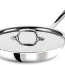 All-Clad D3 3-Ply Stainless Steel Fry Pan With Lid 10 Inch, Induction Compatible, Oven Broiler Safe 600F, Fast and Even Heat, Pots and Pans, Cooking Frying Pan, Skillet, Kitchen, Cookware, Silver