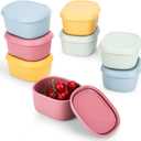 8 pcs 10 oz Silicone Snack Containers for Kids Small Food Containers with Lids, Fruit Container for Lunch, Stackable Lunch Container for Kids, Daycare, School and Travel
