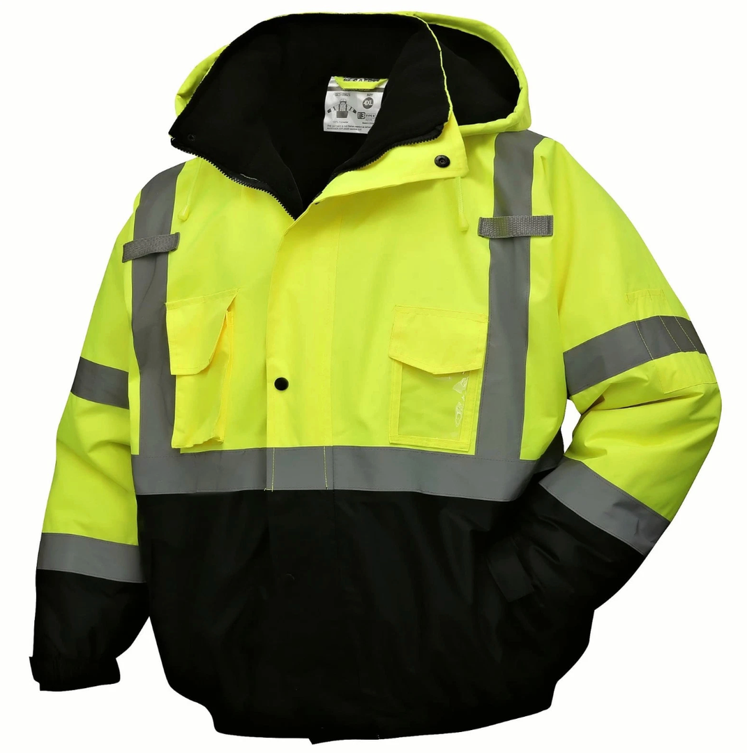 SKSAFETY High Visibility Reflective Jackets for Men, Waterproof Class 3 Safety Jacket with Pockets, Hi Vis Yellow Coats with Black Bottom, Mens Work Construction Coats for Cold Weather, XL, 1 Pack