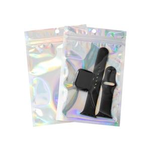 100Pcs Holographic Packaging Bags, 4.7x7 inch Resealable Foil Pouch Mylar Sample Bag Great for Small Business and Party
