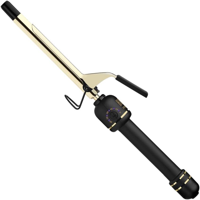 HOT TOOLS 24K Gold Professional 5/8" Extended Barrel Curling Iron with Clamp for Tight Curls - 24K Gold Technology for Long-Lasting Results & Longer Barrel for Easy Styling