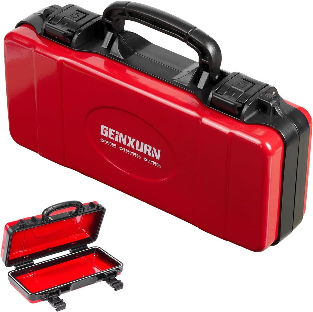 Geinxurn 11Red Tools Box, Portable Steel Heavy-duty Tool Case with Safety Latch and Handle for Tools Storage and Organizers, Home DIY