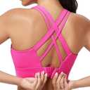 Sports Bras for Women High Support, High Impact Running Criss Cross Strappy Bra Crop Top, Molded Cup, Hook and Eye Closure (X-Large, Roseviolet)