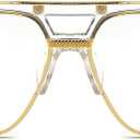 Allt Square Aviator Large Fashion Sunglasses For Men Women Goggle Alloy Frame Glasses (White)