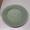 Graceful Basketweave Wide Rim 12 inch Dinner Plates, Extra Large Round Platter Scallop Serving Tray Set of 4, for Restaurant, Kitchen, Party, Home, Wedding, Gift, Microwave Dishwasher Safe, Sage Green