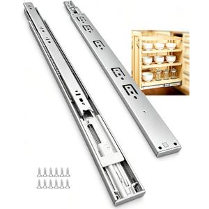 Gobrico Soft Close Drawer Slides 24 inch 2 Pair，Kitchen Drawer Slides 2 Fold Side Mount, Hardware Cabinet Drawer Slides Full Extension Drawer Glides, Heavy Duty Hydraulic Self Close Rails