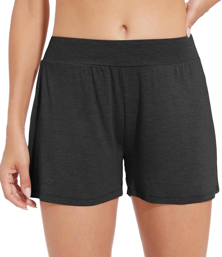 WiWi Viscose from Bamboo Pajama Shorts for Women Soft Casual Sleep Wide Leg Lounge Bottoms Pj S-XXL (Charcoal Heather, XL)
