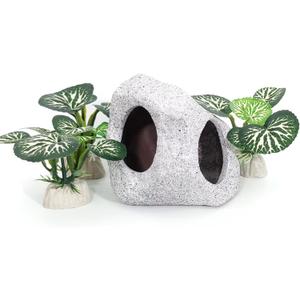 Fish Aquarium Decorations Cave Hide with Viewing Window for Betta Fish Tank Decor (Green 3)