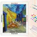Scenic Paint by Numbers Kit for Adults - DIY Caf Terrace at Night Painting on Rolled Canvas 16x20 Inch, Acrylic Paint Set, Suitable for Beginners, Night View Art for Home Decoration or Gifts
