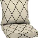Arden Outdoor Deep Seat Cushion Set, 24 in x 24 in, Patio Cushion for Chair, Sofa, and Couch Tan Diamond Trellis