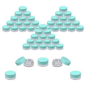 Houseables Sample Containers, Lip Balm Containers, Sample Jars, Mini Jars with Lids, Small, Empty, Makeup, Powder, Gloss, Cosmetic, Tiny, Chapstick, Scrub, Little, Blue Plastic, 3 Gram